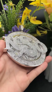 925 Solid Silver With VVS1 Quality Moissanite Diamond Hand <b>Studded</b> Making Customized Hip Hop Unisex Hip Hop Fashion - Product Image 3