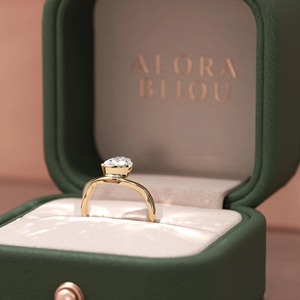 แหวนเพชรรูปลูกแพร์2.00 CT _ 14K ก้านเกลียวสีทอง - Product Image 5