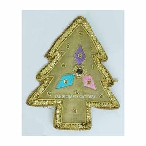 Precioso y lujoso Simple nuevo diseño Zari bordado Color blanco forma de corazón árbol de Navidad adorno colgante para decoraciones - Product Image 4