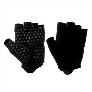 Gants de cyclisme mi-doigts bleu-noir à impression par sublimation, en polyester respirant, unisexe, design à enfiler pour l'été - Product Image 5