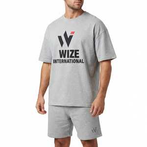 Ensemble chemise et short streetwear pour homme, motif géométrique, couleur contrastée, impression sérigraphique, ensembles d'été pour homme - Product Image 1