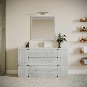 Nouveau modèle de meuble-lavabo en bois sur pied pour salle de bain, avec tiroirs intégrés, assemblage facile, garantie 10 ans, fabriqué au Vietnam - Product Image 1