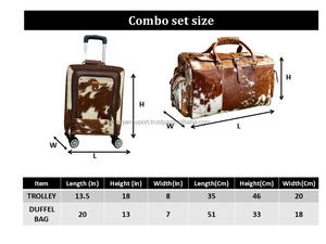 Los más nuevos bolsos de carro de equipaje de cuero de vaca genuino hechos a mano y juegos de bolsas de lona de viaje grandes de cuero de vaca genuino para Unisex - Product Image 2