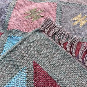 Alfombras Dhurrie hechas a mano de yute y lana cálidas y atemporales, alfombras Kilim y revestimiento de suelo tradicional 003, alfombras y juegos - Product Image 6