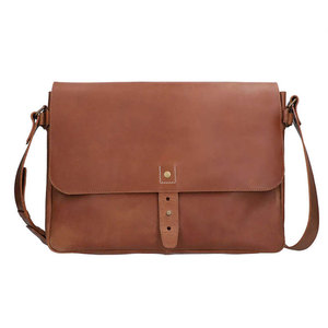 Sac à ordinateur portable décontracté en cuir véritable avec plusieurs poches pour fournitures de bureau, design durable à porter à l'épaule - Product Image 1
