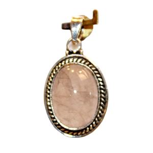 Top Grade 925 Sterling Silver Unisexe Pendentif Rhodium Plaqué Rose Quartz Guérison Cristal Pierre Bouddhiste Goutte Motif Cadeau - Product Image 1