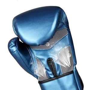 Guantes de Boxeo Azules de PU con Cierre de Velcro, Transpirables, para Adultos, Equipo de Entrenamiento Profesional de Cuero - Product Image 2