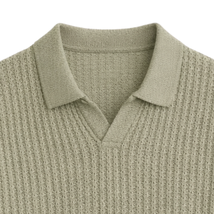 Polo tricoté pour homme à manches courtes en coton premium texturé, coupe ajustée, décontracté et élégant, idéal pour l'été, respirant, vente en gros - Product Image 6