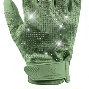 Guantes de Fútbol Americano con Pedrería, Impresos y Adhesivos, Más de 1000 Pedrerías, Color Verde Claro, Venta al Por Mayor - Product Image 3