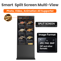 Pantalla publicitaria de pie con kiosco táctil IR/PCAP de 32-65 pulgadas, 4K, Android 11, 2GB/4GB/8GB de RAM, cristal de 3mm para supermercados y comercios minoristas.