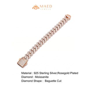 Bracelet à maillons fins en moissanite or rose, bijoux de mode, style cadeau pour un usage quotidien, pour hommes et femmes, tendance de Los Angeles - Product Image 6