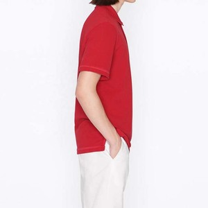 Polo Rojo de Manga Corta para Hombre, Color Sólido, 100% Algodón, Estilo Casual, Corte Regular, Diseño con Botones al Frente - Product Image 3
