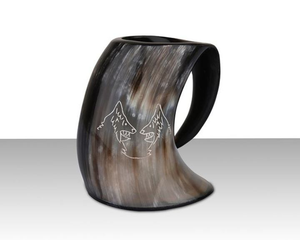 Jarra de Cerveza de Cuerno de Búfalo Grabada, Jarra Vikinga Natural, Taza de Café Artesanal de Cuerno, Jarra Rústica Medieval para Bebidas, Ecológica - Product Image 3