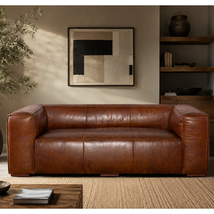 Premium Genuine Cow Leather 3 Seater Sofa Brown Color with Solid Wood <b>Frame</b> and Sturdy Legs for Luxury Living Room Furniture Use - Product Image 1