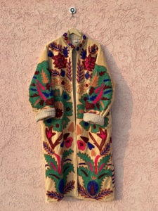 Handmade Velvet Suzani <b>Kimono</b> Robe Breathable Embroidery Long Sleeve Winter <b>Jacket</b> Indian Ethnic Bohemian Traditional Flowers - Product Image 3