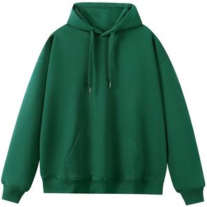 Sweat-shirt à capuche unisexe surdimensionné, vert uni, tricoté, décontracté, avec poche avant, coupe classique, pour l'automne - Product Image 4