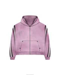 Survêtement Streetwear brodé personnalisé deux pièces en détresse pour femmes de grande taille coupe surdimensionnée respirant techniques lavées - Product Image 2