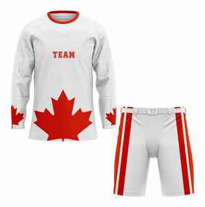 Ensemble Maillot et Short de Hockey sur Glace pour Homme – Manches Longues – Jaune, Noir, Blanc – Sublimé, Respirant, en Maille - Product Image 3