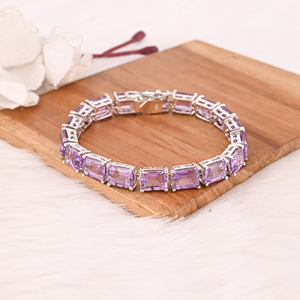 Luxury Purple <b>Amethyst</b> Tennis <b>Bracelet</b> Handmade 925 Silver Unisex Jewelry for Wedding Party Gift - Product Image 1