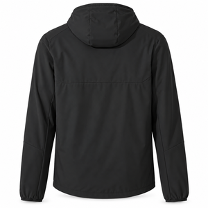 Veste softshell à capuche pour homme, fermeture éclair, résistante à l'eau, coupe-vent, coupe classique, toutes saisons, noire - Product Image 2