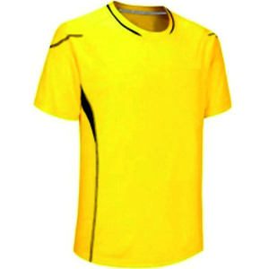 Conjunto Deportivo para Hombre, Camiseta Amarilla y Pantalones Cortos Negros, Cuello Redondo, Secado Rápido, Tejido de Poliéster y Algodón, Ropa de Verano, Color Sólido - Product Image 4