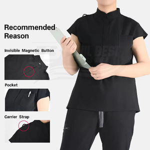 Conjunto de Uniforme Médico para Mujer, Color Negro, Tejido de Poliéster, con Bolsillos, para Personal Médico - Product Image 6
