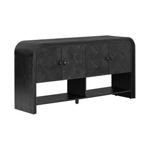 Consolle Versatile U_Style con Doghe in Legno Intrecciato e Impiallacciatura in Legno Massello per Ingresso, Corridoio, Soggiorno o Foyer - Product Image 5