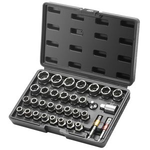 Set di estrattori per bulloni e viti da 29 pezzi, da 6 mm a 10 mm (da 13/32" a 3/4"), in acciaio CR-MO, con custodia - Product Image 1