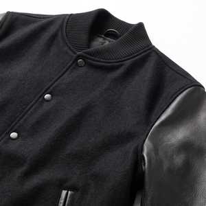 Veste varsity marron pour homme Furat Leathers, écologique, col montant, manches en cuir, logo G brodé, coupe-vent, respirante - Product Image 2