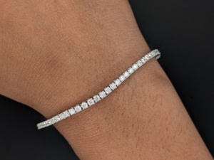 Pulsera de tenis de lujo de oro blanco macizo de 14K con diamantes de laboratorio de corte brillante de 3.20 ct, certificada por IGI, para mujer, regalo de compromiso y boda - Product Image 5