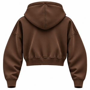 Sweat à capuche d'hiver surdimensionné à épaules tombantes pour femme, couleur marron chocolat, personnalisé, design sur mesure, 100% coton molletonné - Product Image 2
