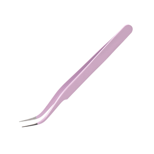 Pince à épiler pour extensions de cils en acier inoxydable haute précision, logo personnalisé, violet clair, forme en S, courbée, type Crane, pour isolation - Product Image 4