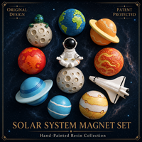 Aimant de réfrigérateur en résine, motif astronaute et vaisseau spatial, planètes Terre et Lune, aimant décoratif pour réfrigérateur, en stock