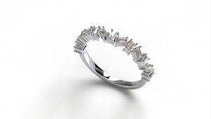 Anillo de Boda con Diamantes Corte Baguette, Anillo Apilable con Racimo de Diamantes, Joyería para Mujer, Diamantes Cultivados en Laboratorio - Product Image 4