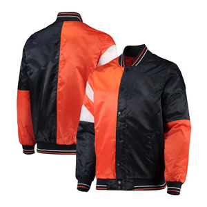 Vestes en satin brodées sur mesure en gros, style décontracté d'hiver, grandes tailles, vestes universitaires pour équipes, veste universitaire de haute qualité, OEM - Product Image 6