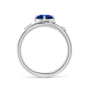 Bague croisée en or massif 14 carats avec saphir bleu et diamants pavés, bijoux de luxe, fabricant de bagues à pierres précieuses rondes pour femmes - Product Image 2