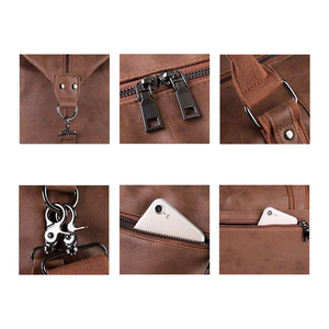 Bolsa de Lona de Cuero para Hombre, Rectangular, con Cierre de Cremallera, Múltiples Compartimentos, para Viajes, Gimnasio, Deportes, con Asa Superior - Product Image 6