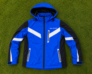 Veste softshell pour homme, bleu et blanc contrastés, avec capuche, imperméable, coupe-vent, veste de sport d'hiver pour l'extérieur, vêtements de travail personnalisés - Product Image 6