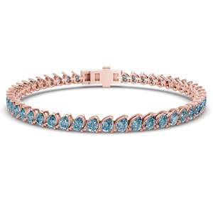 Pulsera de tenis estilo Hip Hop de oro de 10k con diamantes de laboratorio de corte pera en azul lila hielo, certificados GRA, joyería para mujer - Product Image 1