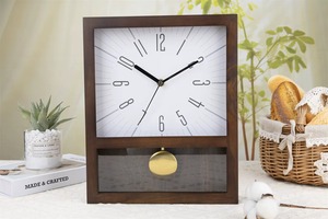 Horloge murale en bois minimaliste rectangulaire à mouvement mécanique, affichage des aiguilles, silencieuse, sans tic-tac, sonnerie horaire - Product Image 5