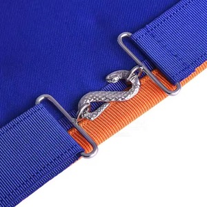 Delantal Masónico Blanco Single Star Trader con Ribete Naranja y Azul, Símbolo de Compás Cuadrado Bordado, Accesorio de Vestimenta Formal MR-1003 - Product Image 5