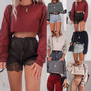 Sweat-shirt court pour femme, tenue décontractée quotidienne, sweat-shirt court brossé doux, haut décontracté pour femme, sweat-shirt court pour femme - Product Image 6
