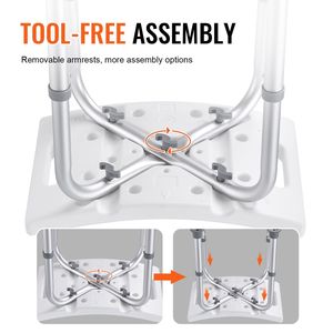 Tabouret de douche réglable en hauteur, chaise de bain avec poignées intégrées, antidérapant, robuste, banc pliable en PE et alliage d'aluminium - Product Image 4