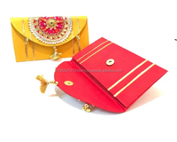 Dompet Clutch Sutra Bordir Buatan Tangan India, Hadiah Pernikahan, Amplop Uang Ramadan, Souvenir Pesta Diwali Haldi Mehndi