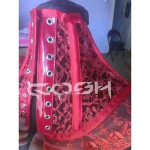 Vêtements de mariage, corset rouge à fleurs en maille à col haut - Product Image 6