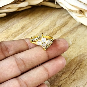 Fashionable Trendy Boho Cluster <b>Statement</b> <b>Ring</b> Vintage Brass Jewelry Women 18k Gold Plated Geometric Moonstone Wholesale/OEM/ODM - Product Image 3