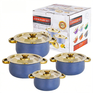 Ensemble de casseroles modernes en émail orange 8 pièces avec couvercles et poignées en acier inoxydable, revêtement antiadhésif, compatible lave-vaisselle, pour gaz et induction - Product Image 4