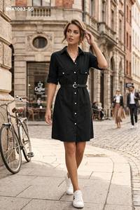 Nueva variante de Kurti de algodón cambray de la mejor calidad con bolsillos dobles sólidos y diseño de botones frontales con cinturón, proveedor de Surat - Product Image 6