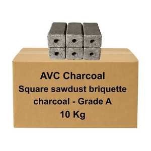 Carbón de Aserrín Hexagonal Tipo A para Asados Familiares, Sin Humo, Bajo en Cenizas, Caja de 10 kg, Carbón AVC - Product Image 1