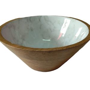 Cuenco para servir ensaladas de madera esmaltada con estampado indio, cuenco de fideos de frutas de diseño de lujo, platos de cena de lujo personalizados, servicio de comida - Product Image 1